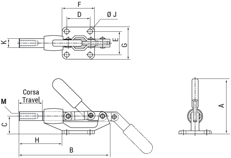 schema tecnico bloccaggio rapido a spinta SL100 Finat