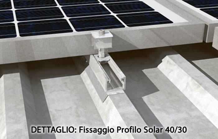 Profilo Solare universale 3,30mt 37x31 per fissaggio pannelli fotovoltaici