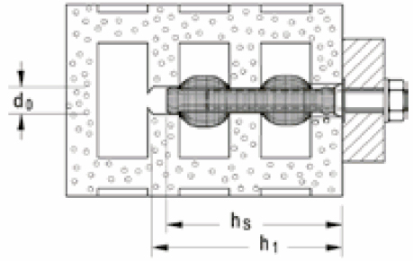 Schema tecnico tassello a calza Fischer FIS HN