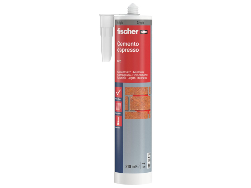 Fischer Stucco elevate prestazioni DEC Cemento Espresso per giunti esterni e interni, 310ml (12pz)