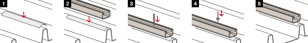 Illustrazione istruzioni profilo Solar Metal Fischer con rivetti
