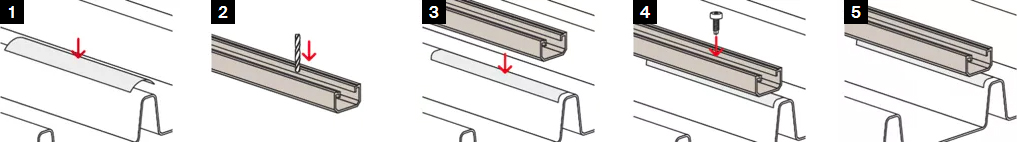 Illustrazione istruzioni profilo Solar Metal Fischer con viti