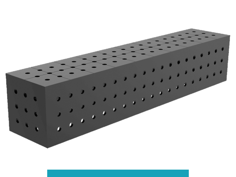 Blocco di collegamento 1000x200x200mm SteelEco GPPH, spessore 8mm, fori 16mm griglia 50x50mm