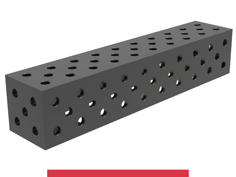 Blocco di collegamento 1000x200x200mm SteelMax GPPH, spessore 15mm, fori 28mm griglia diagonale