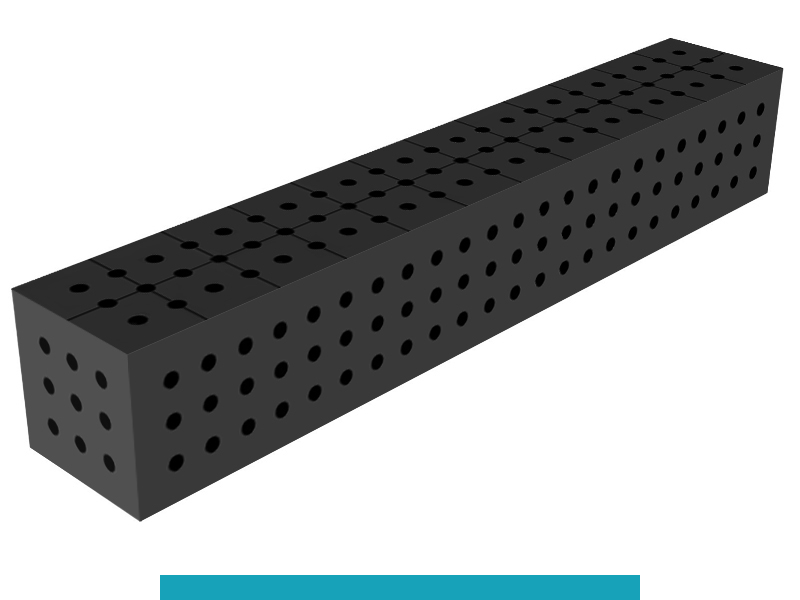 Blocco di collegamento 1200x200x200mm SteelEco GPPH, spessore 8mm, fori 16mm griglia 50x50mm