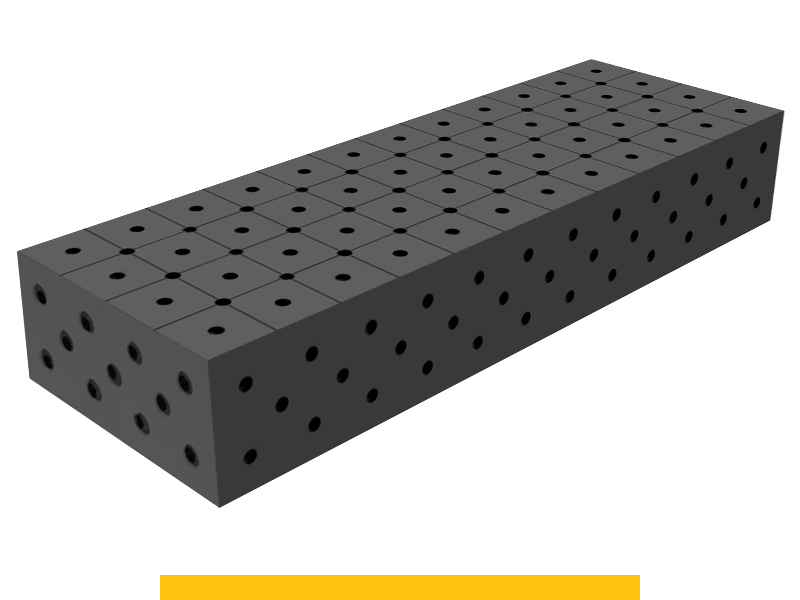 Blocco di collegamento 1200x400x200mm SteelPlus GPPH, spessore 12mm, fori 16mm griglia diagonale