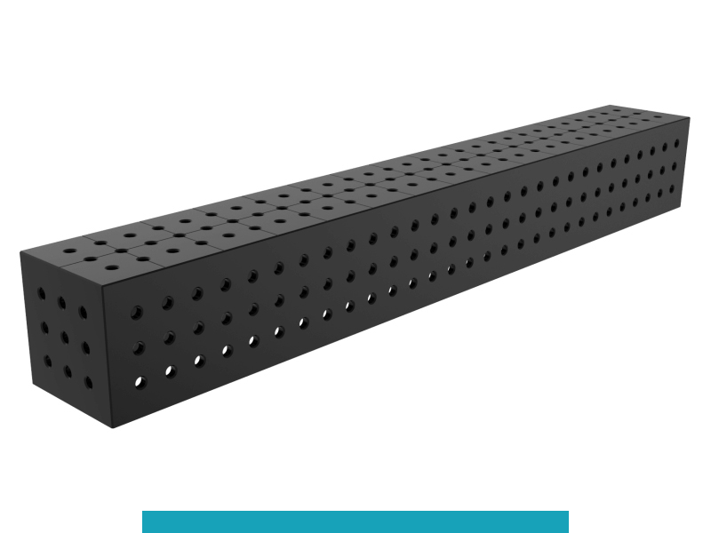 Blocco di collegamento 1500x200x200mm SteelEco GPPH, spessore 8mm, fori 16mm griglia 50x50mm