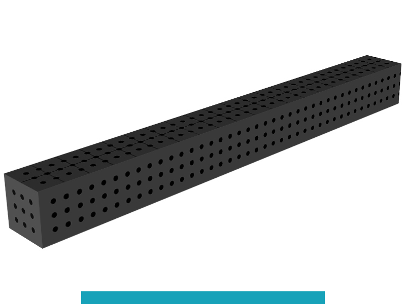Blocco di collegamento 2000x200x200mm SteelEco GPPH, spessore 8mm, fori 16mm griglia 50x50mm
