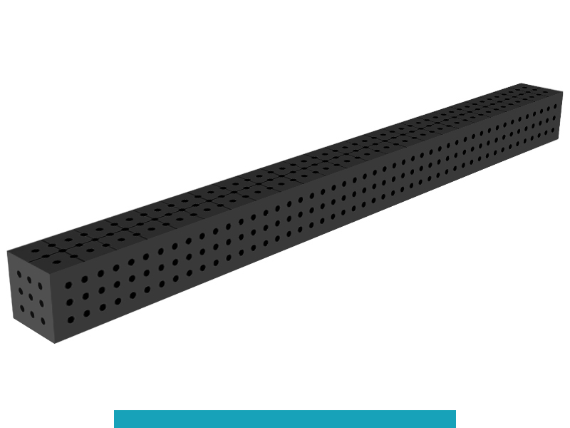 Blocco di collegamento 2400x200x200mm SteelEco GPPH, spessore 8mm, fori 16mm griglia 50x50mm