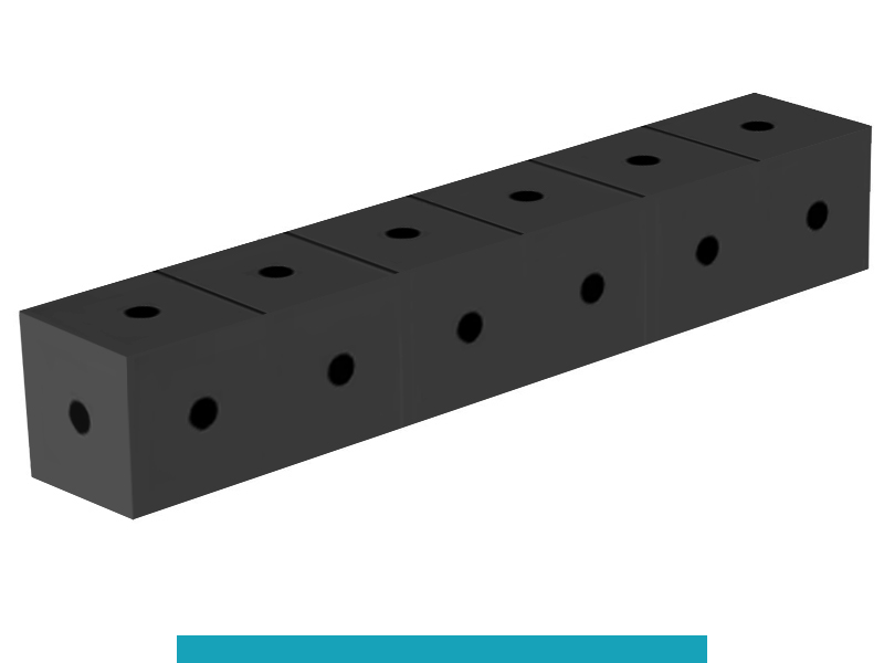 Blocco di collegamento 600x100x100mm SteelEco GPPH, spessore 8mm, fori 16mm griglia diagonale