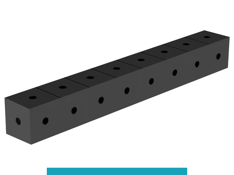 Blocco di collegamento 800x100x100mm SteelEco GPPH, spessore 8mm, fori 16mm griglia diagonale