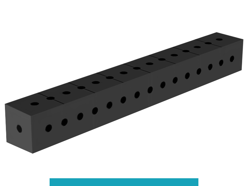 Blocco di collegamento 800x100x100mm SteelEco GPPH, spessore 8mm, fori 16mm griglia 50x50mm