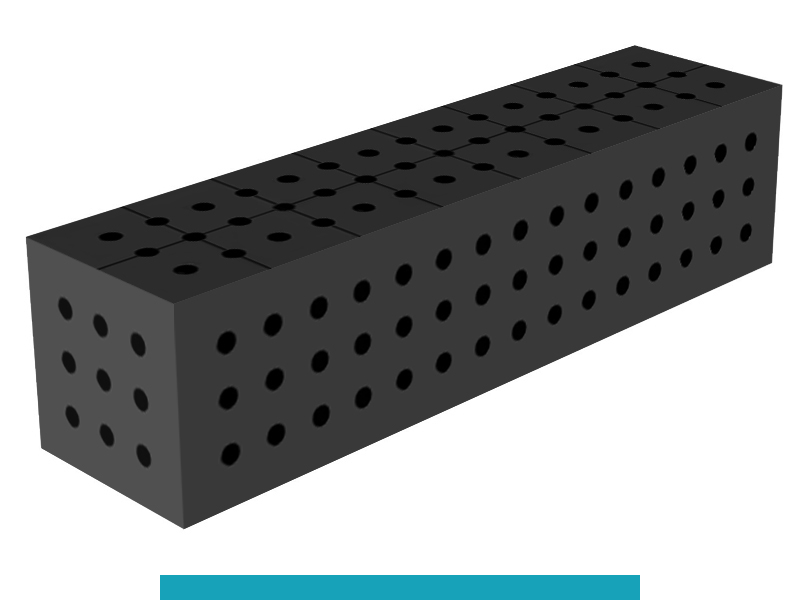 Blocco di collegamento 800x200x200mm SteelEco GPPH, spessore 8mm, fori 16mm griglia 50x50mm