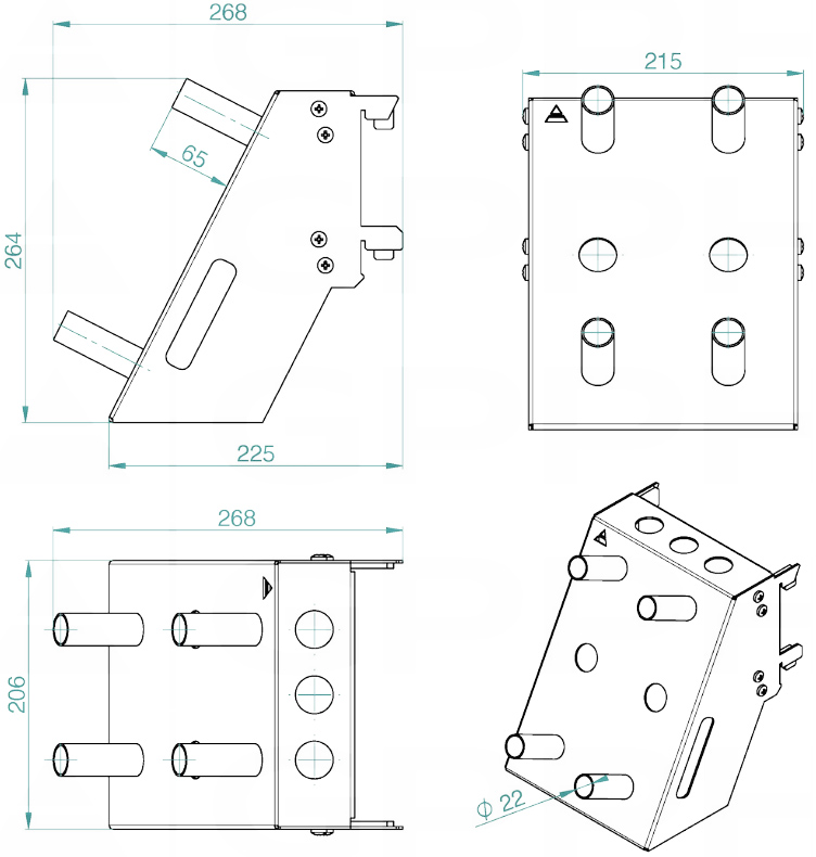 Schema tecnico mensola mista GPPH per tavoli saldatura con fori 28mm