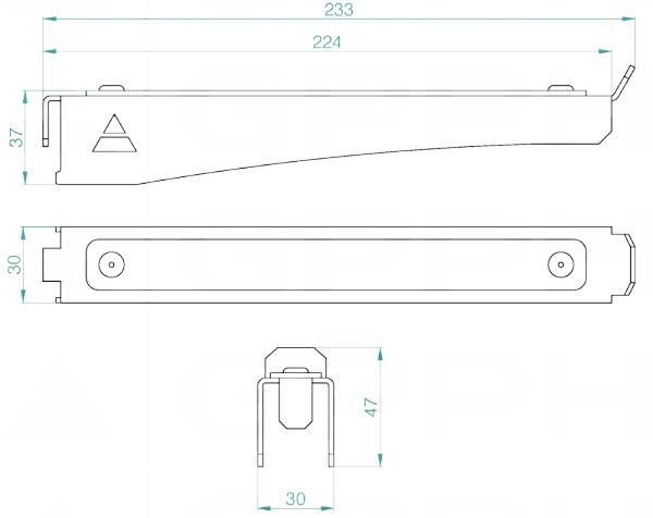 Schema tecnico mensola mobile per estensioni trolley porta accessori GPPH