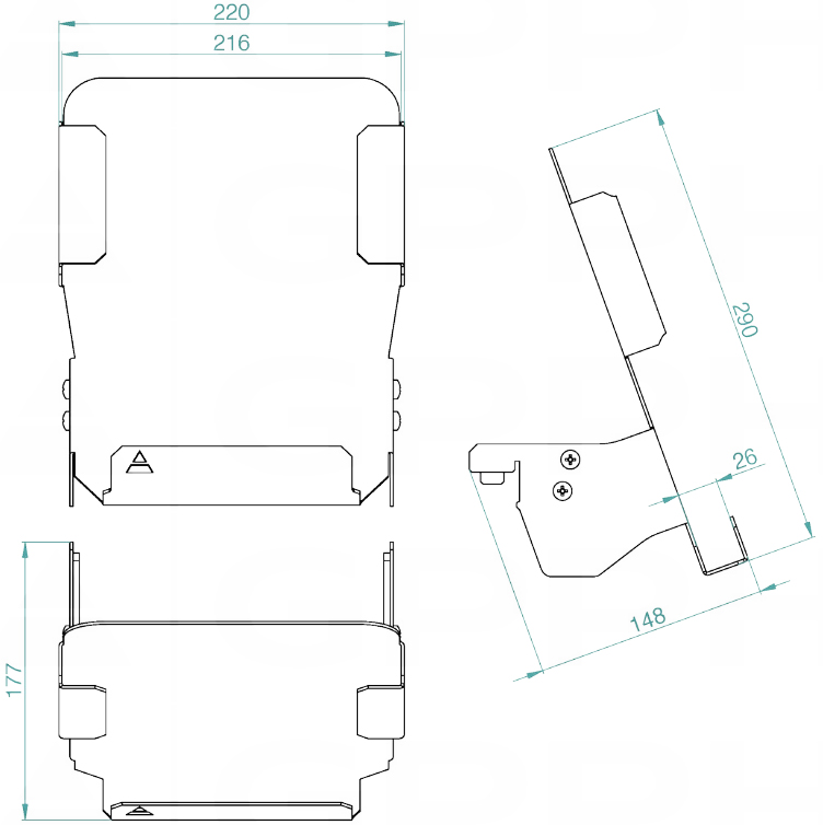 Schema tecnico mensola porta documenti GPPH per tavoli saldatura con fori 28mm
