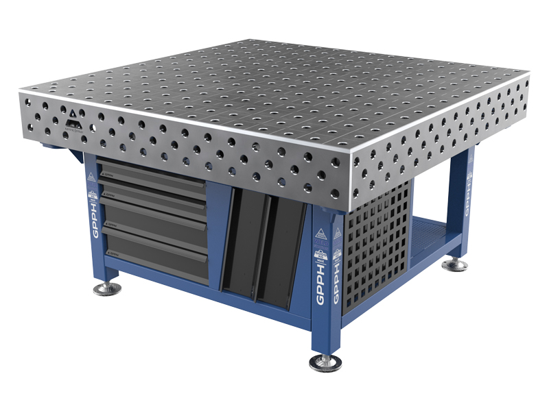 Stazione di saldatura GPPH SteelEco 1,5x1,48mt spessore 12mm, fori 28mm griglia 100x100mm