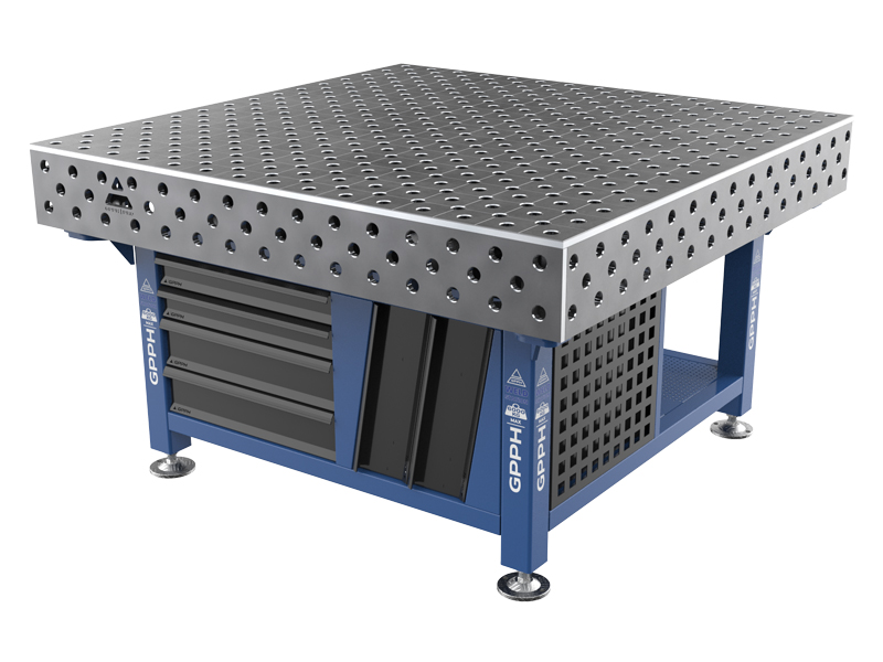 Stazione di saldatura GPPH SteelExpert 1,5x1,48mt spessore 25mm, fori 28mm griglia diagonale
