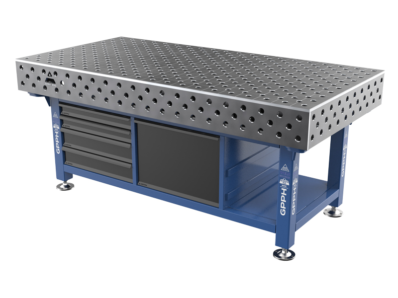 Stazione di saldatura GPPH SteelExpert 2x1mt spessore 25mm, fori 28mm griglia diagonale