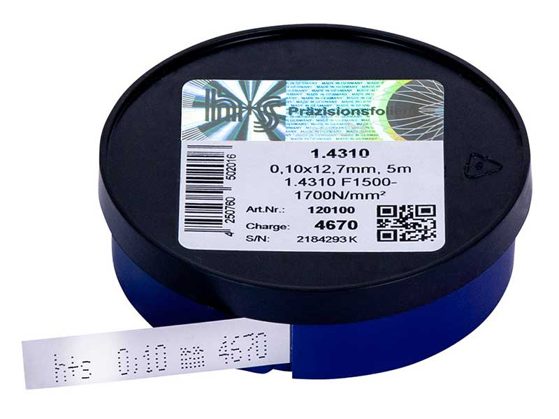 Nastro calibrato acciaio inox HS Prazisions Folien 12,7mm x 5mt, spessore 0,50mm