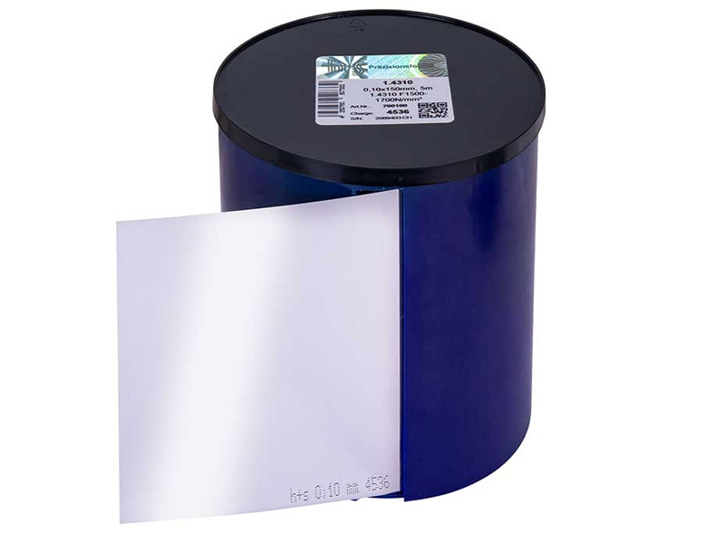 Nastro calibrato acciaio inox HS Prazisions Folien 150mm x 5mt, spessore 0,15mm