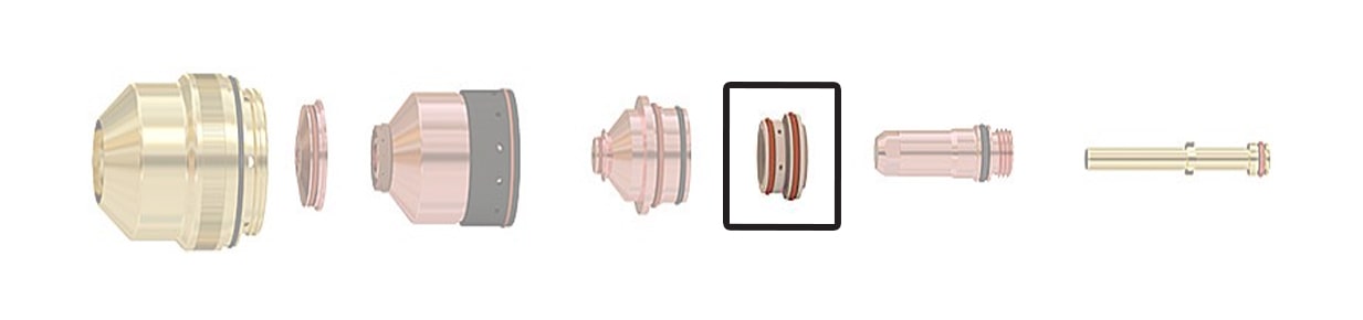 Schema posizione diffusore 50A torcia taglio plasma Hypertherm