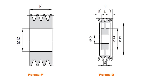 illustrazione misure pulegge 1 gola SPB calettatori 55mm 01