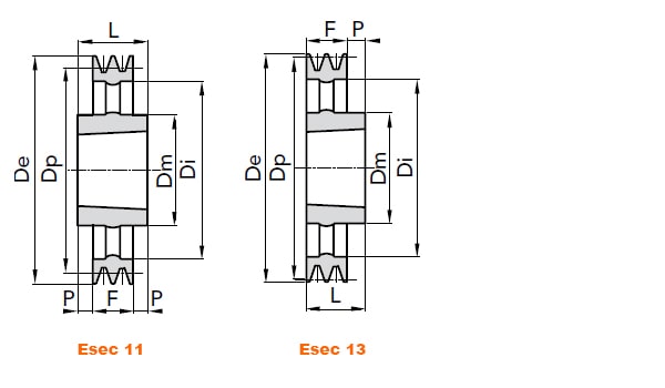 illustrazione misure pulegge 1 gola SPZ taper lock 02