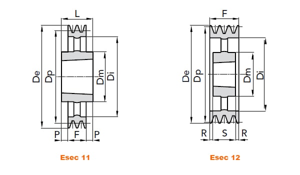 illustrazione misure pulegge 3 gole SPB 02