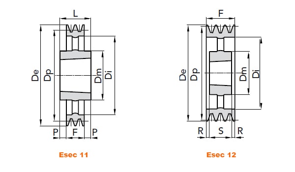 illustrazione misure pulegge 5 gole SPB 03