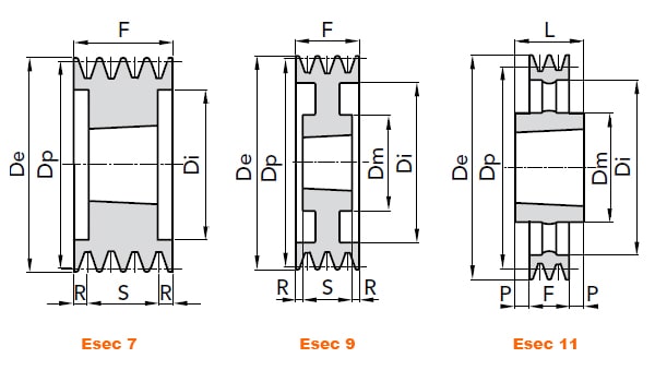 illustrazione misure pulegge 6 gole SPB 01