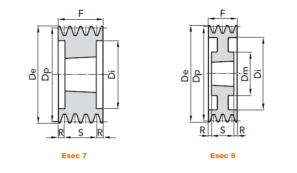 illustrazione misure pulegge 8 gole SPB 01