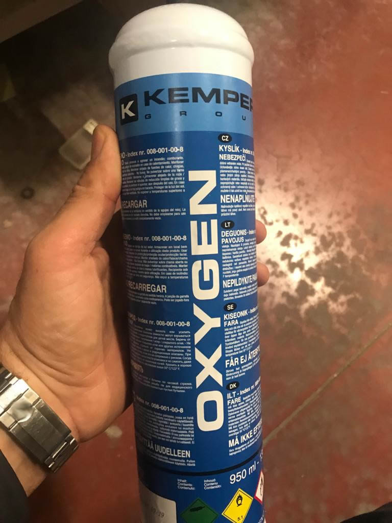 Bombola ossigeno KEMPER 571 oxygen usa e getta per saldatura  ossiacetilenica 950ml [571]