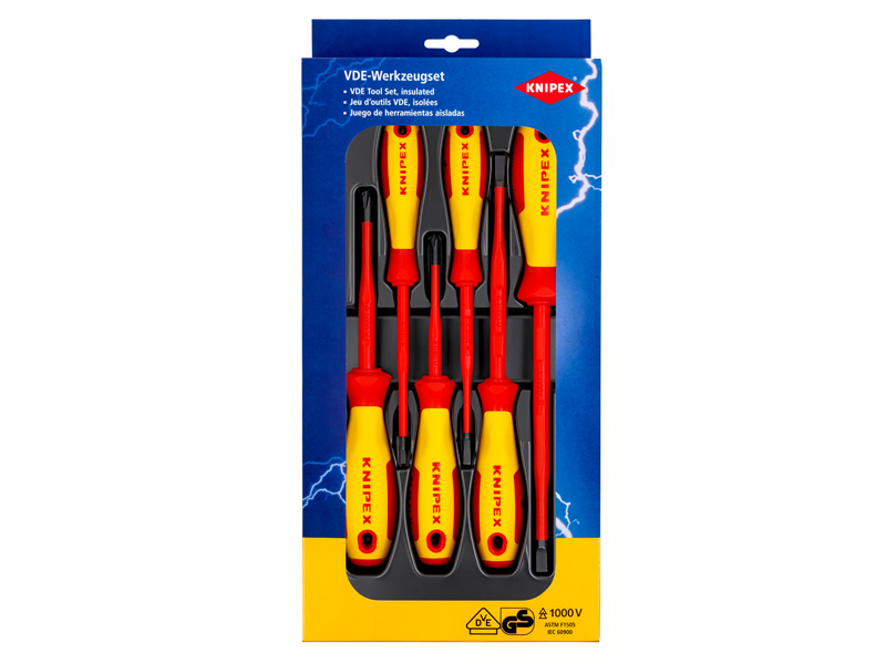 Knipex assortimento 6 giraviti Slim per elettricisti per viti intaglio/Phillips