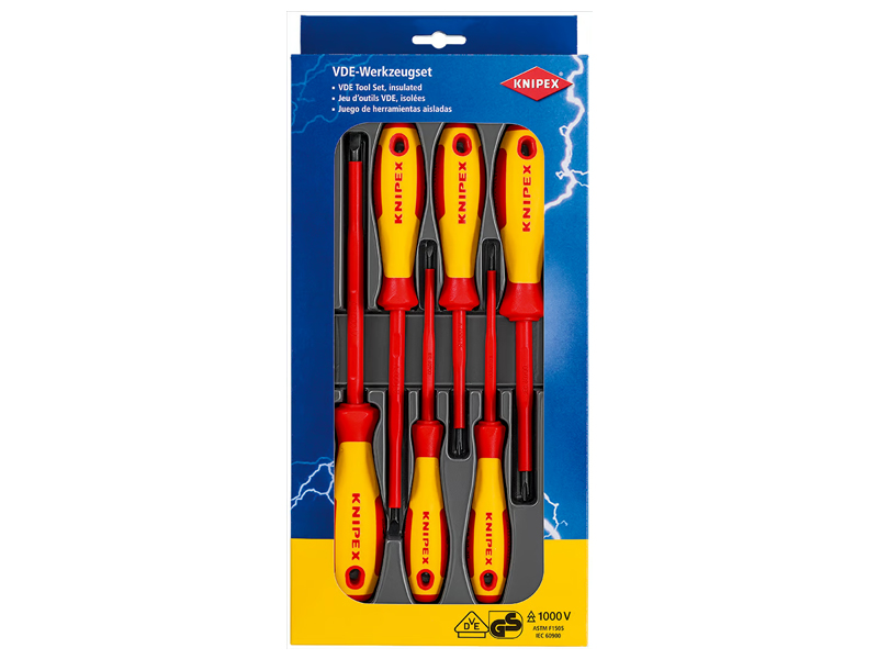 Knipex assortimento 6 giraviti per elettricisti per viti intaglio e impronta PH