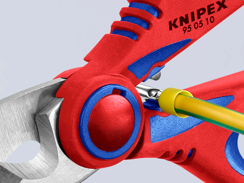 Knipex forbici da elettricista lame dritte con punto di crimpaggio
