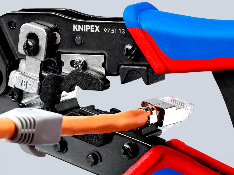 Knipex pinza crimpatrice per connettori tipo western RJ45, 190mm [975113SB]