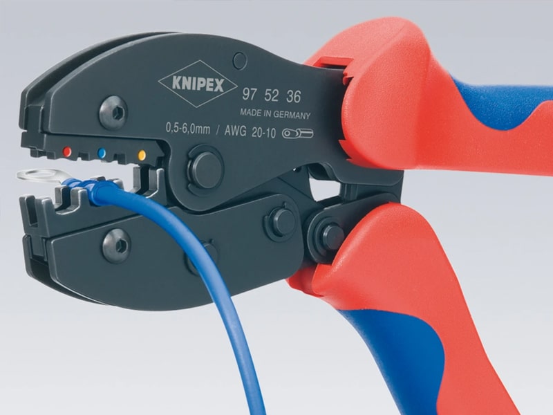 utilizzo pinza crippaggio PreciForce Knipex 220mm