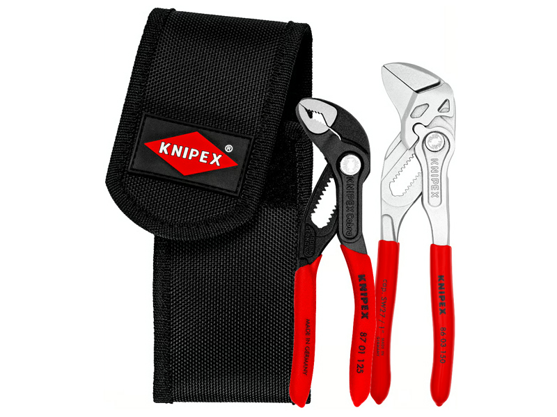 Knipex set pinza regolabile Cobra 125mm e pinza chiave 150mm in marsupio da cintura