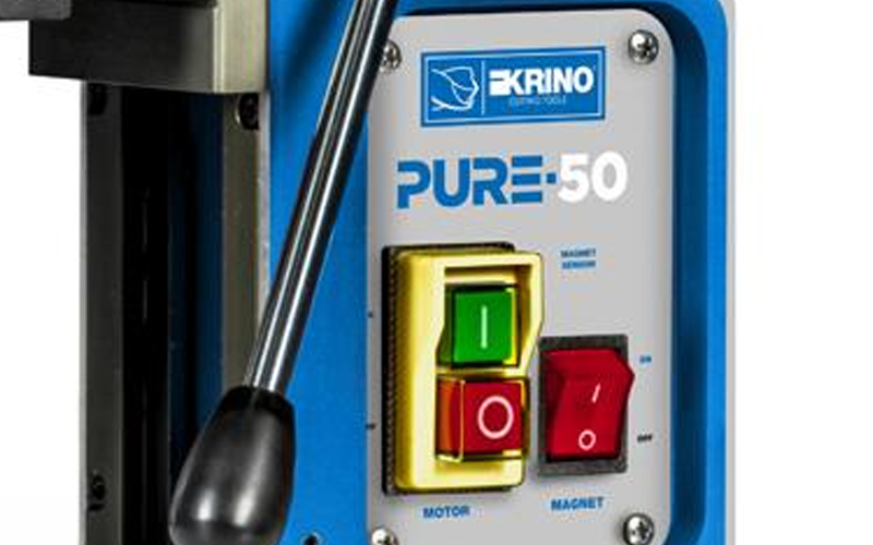 Dettaglio utilizzo trapano magnetico a colonna Krino Pure50
