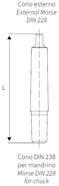Schema tecnico attacchi conici morse per mandrini Krino 28160