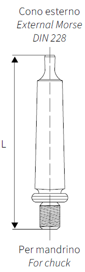 Schema tecnico attacchi conici morse per mandrini Krino 28165
