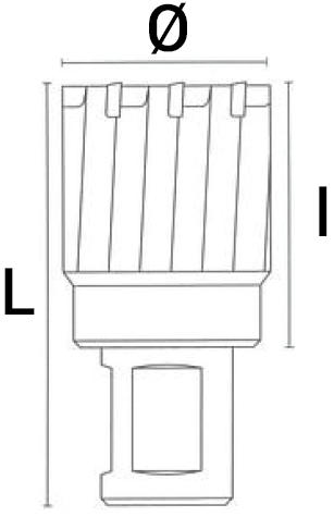 Schema tecnico fresa a carotare per rotaie Krino 21218