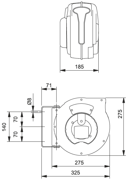 schema tecnico avvolgitubo C-275 Meclube