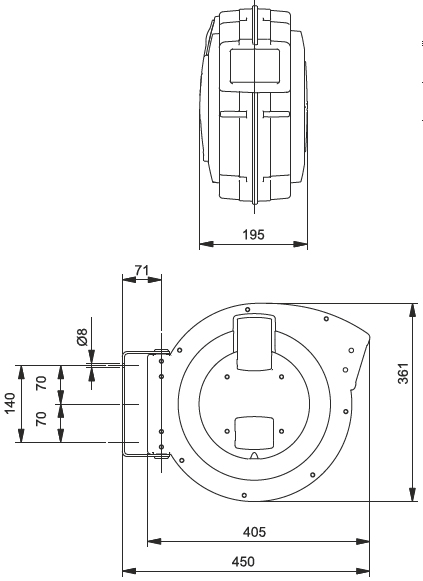 schema tecnico avvolgitubo C-360 Meclube