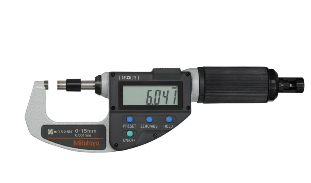 Micrometro Mitutoyo esterni digitale 0-25mm con forza regolabile 0.5-2.5 Nm
