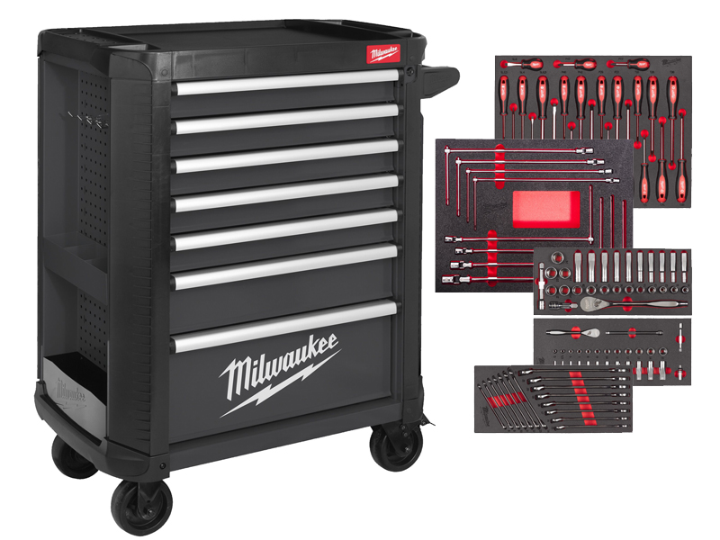 Carrello portautensili Milwaukee SRC30/7-2 a 7 cassetti con 186 utensili per l'automotive