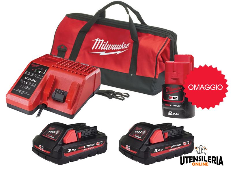 Milwaukee M18 HNRG-802 Kit Batteria 8 Ah, caricabatteria e borsa porta  porta utensili