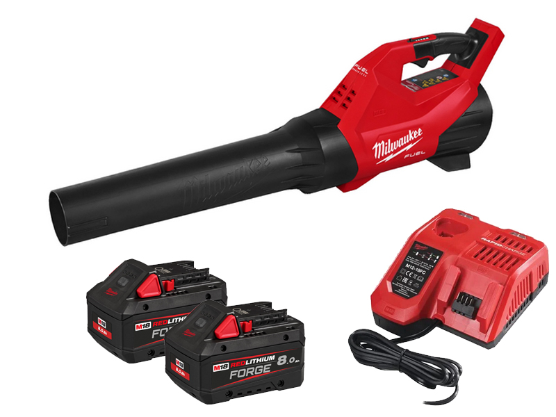 Soffiatore a batteria Milwaukee FBLG3 M18 Fuel 193 km/h con 2 batterie 8Ah e caricabatteria