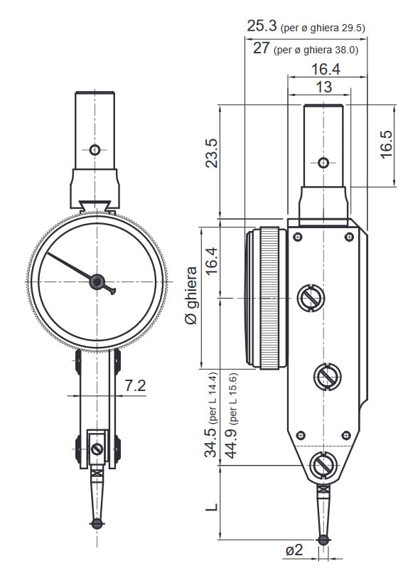 Misure e dettagli tastatore Rupac modello 302